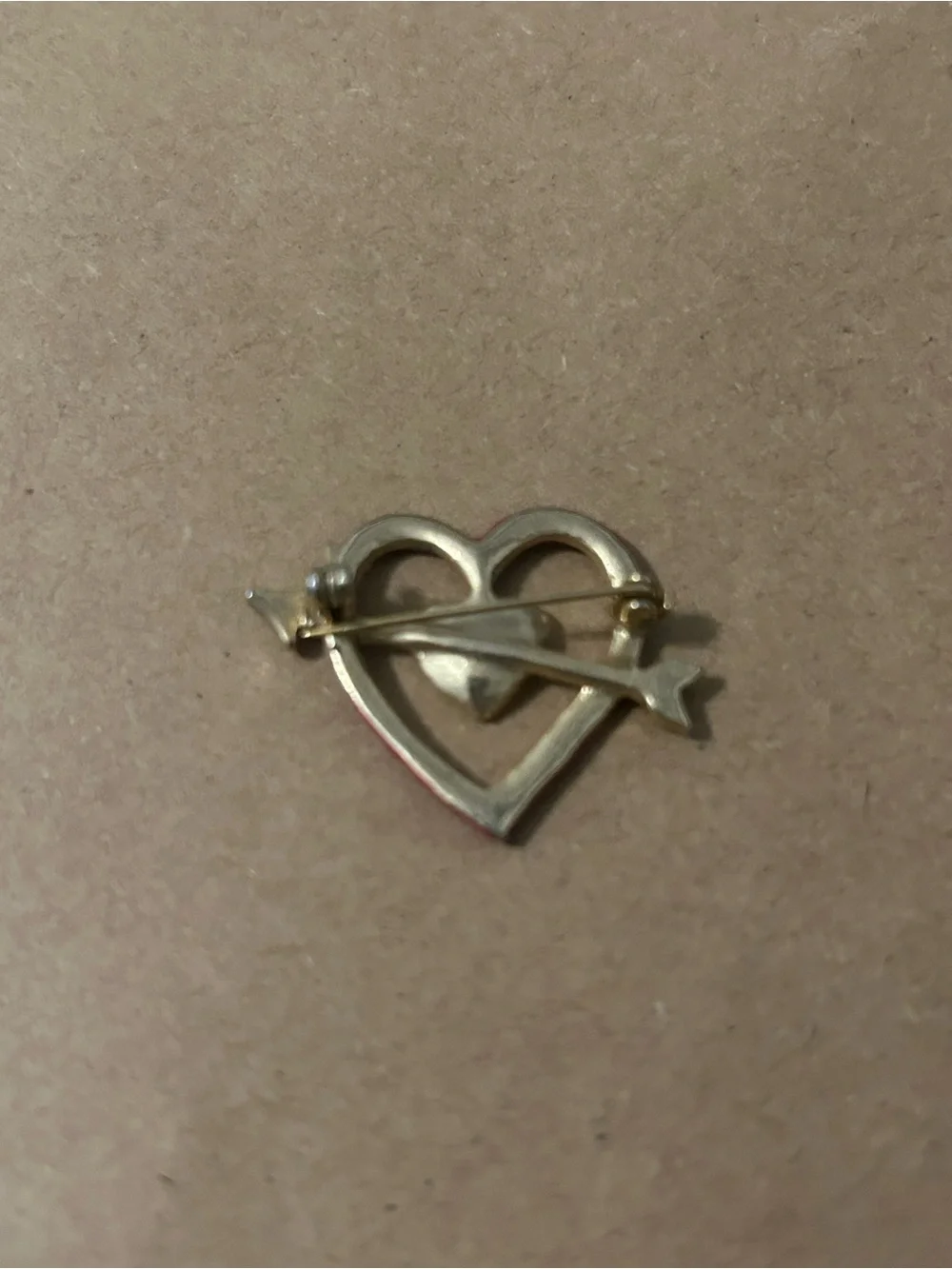 Heart Arrow Enamel Pin - Red Heart with Gold Arrow